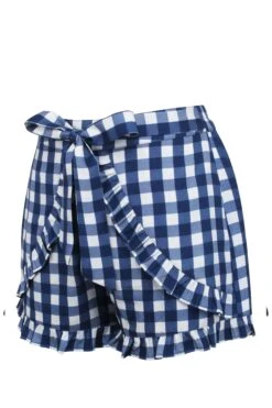 Daisy Gingham Blue Viscose Shorts With Frill Edge And Self Tie Belt -Corset Story SC 1053 6e3c37ee fbb3 4c1b 8be6 4ff1e90d101d