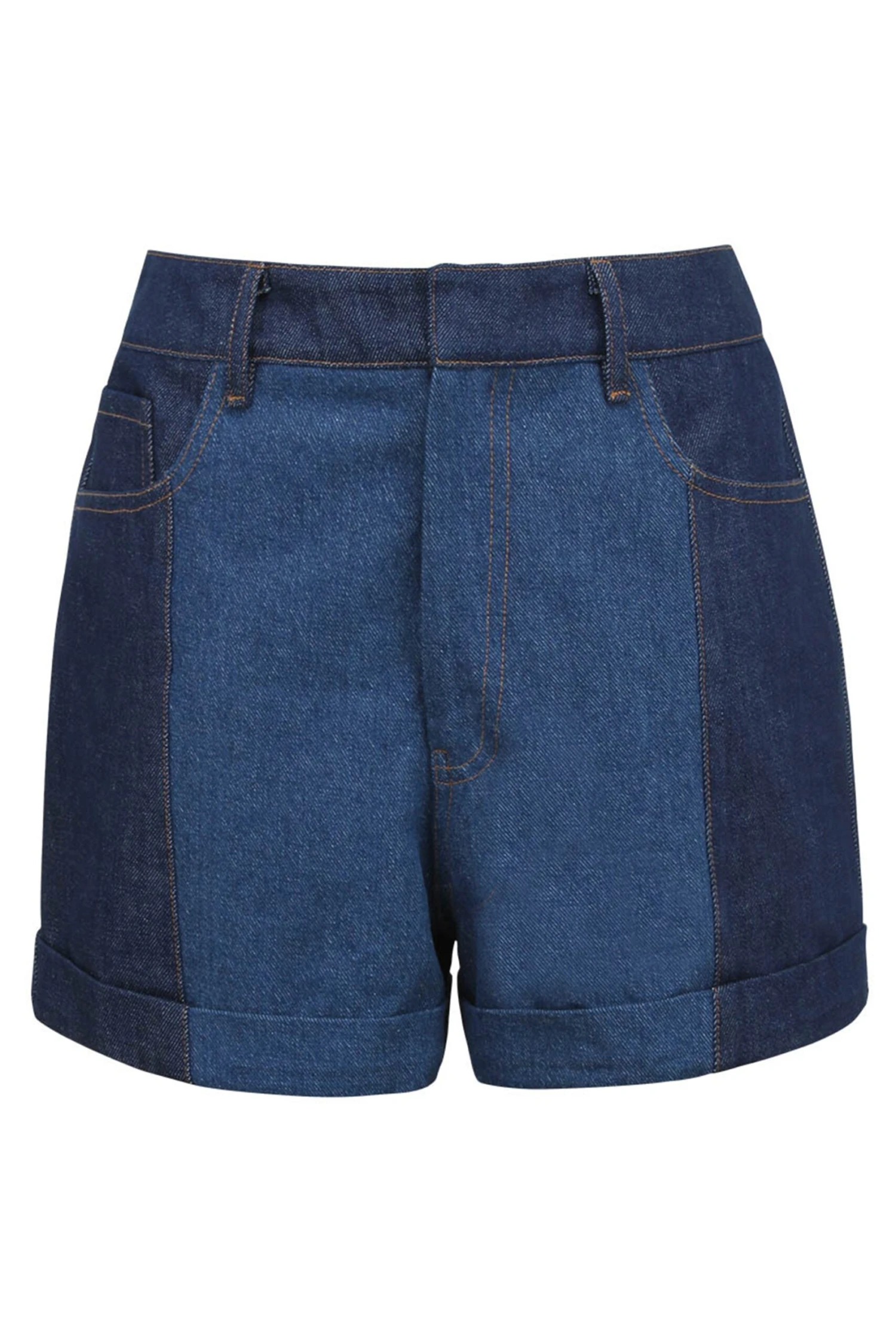 Freesia Blue Denim Two Tone Shorts 1 Freesia Blue Denim Two Tone Shorts