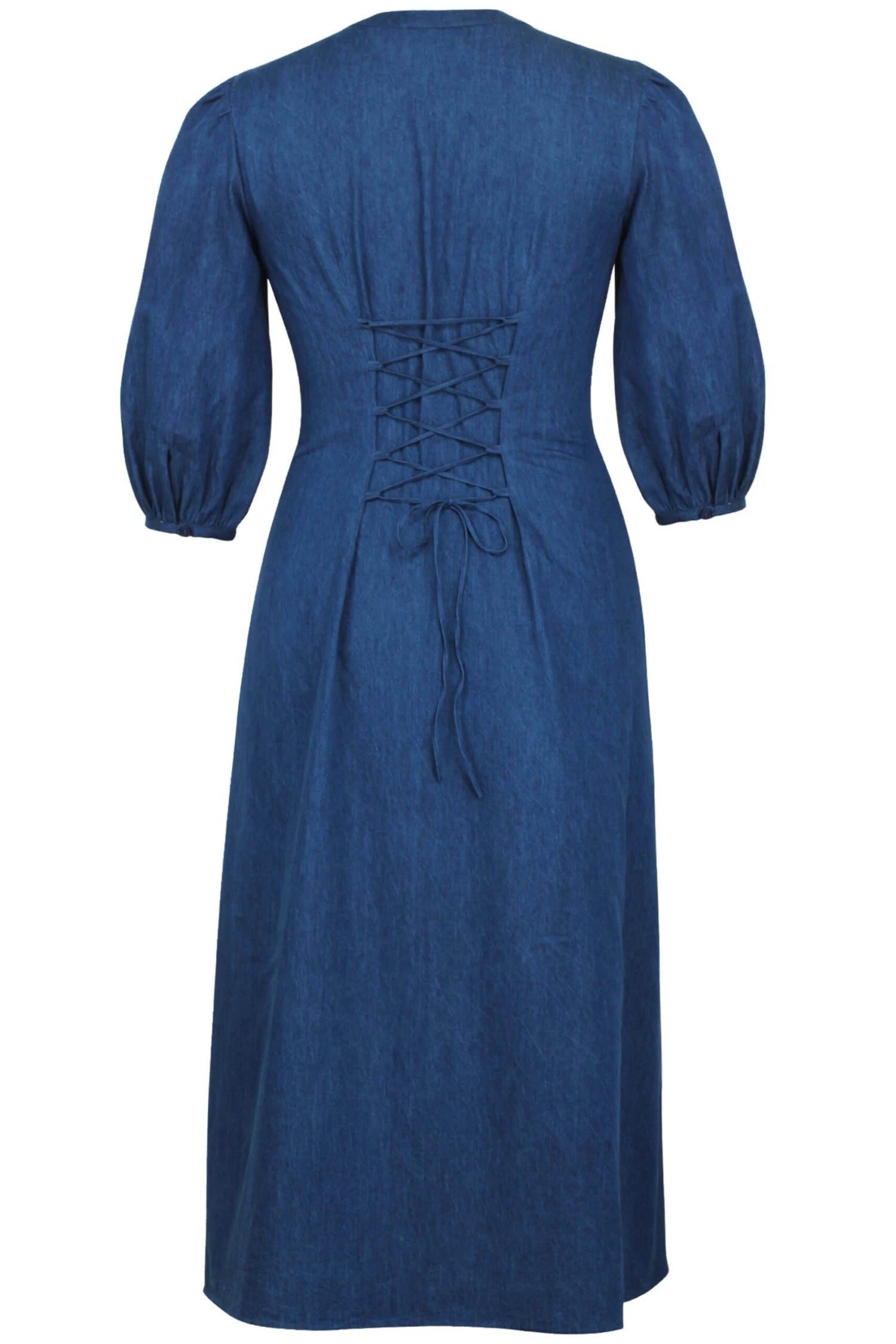 Rosemary Blue Chambray Shirt Dress With Corset-Inspired Lacing 2 Rosemary Blue Chambray Shirt Dress With Corset-Inspired Lacing - Image 2