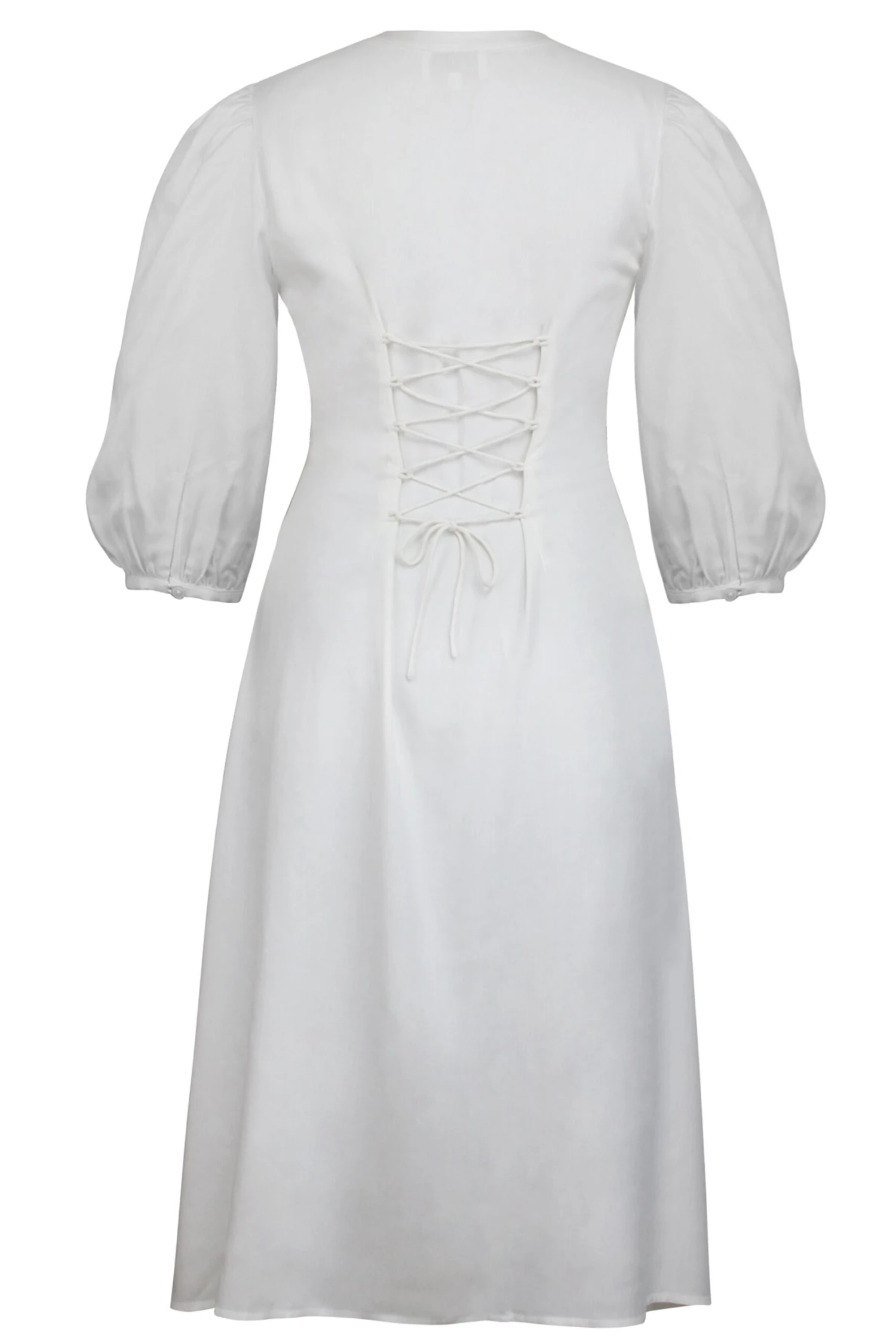 Rosemary White Viscose Shirt Dress With Corset-Inspired Lacing 2 Rosemary White Viscose Shirt Dress With Corset-Inspired Lacing - Image 2