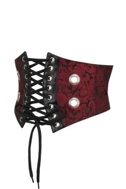Maroon Brocade And PVC Corset Inspired Belt -Corset Story SC 20923