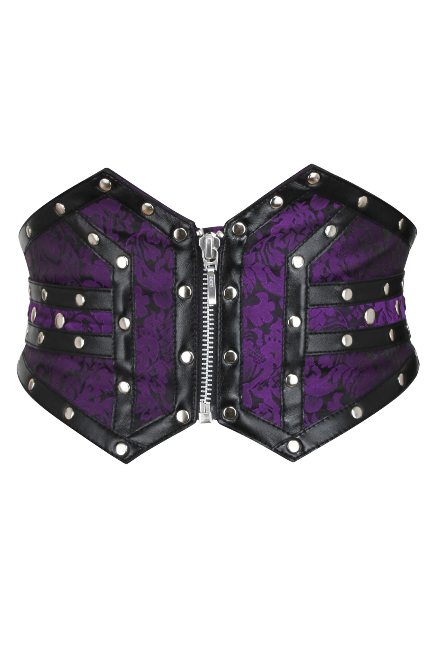Purple Studded Brocade & PVC Corset Inspired Belt 1 Purple Studded Brocade & PVC Corset Inspired Belt