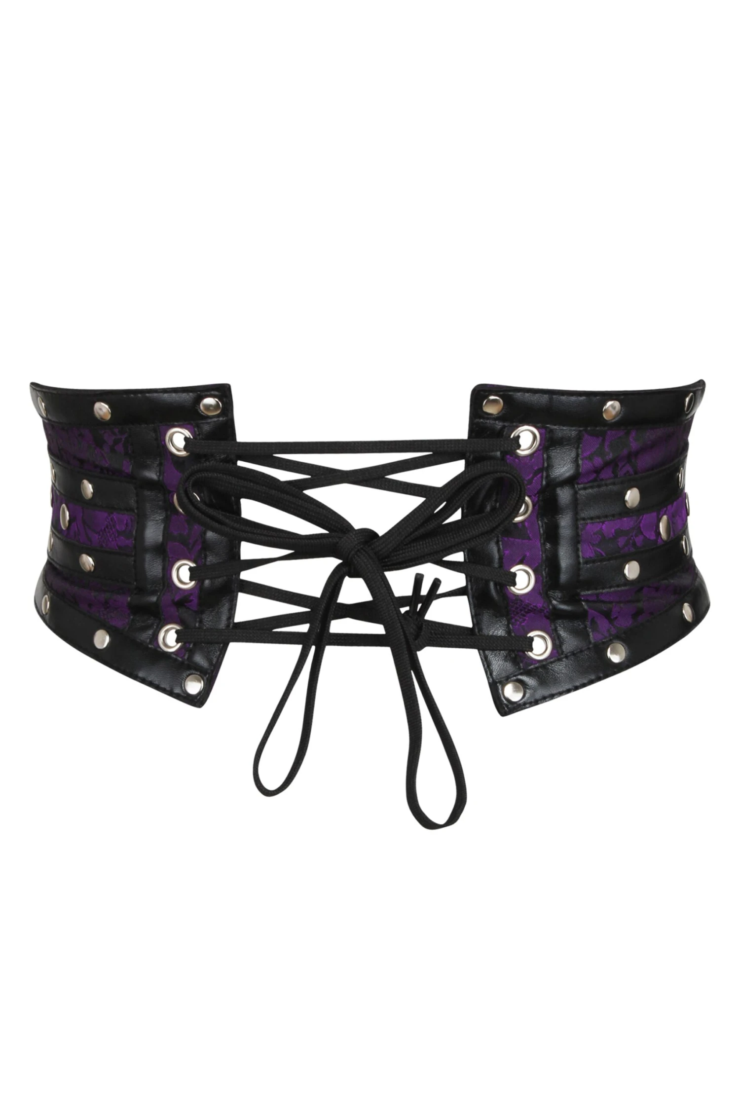 Purple Studded Brocade & PVC Corset Inspired Belt 2 Purple Studded Brocade & PVC Corset Inspired Belt - Image 2