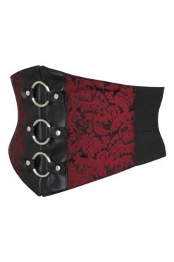 Red Brocade & PVC Corset Inspired Belt With Zip -Corset Story SC 21103 6779cc6f 6999 40f3 ac1e 74a30e653f94