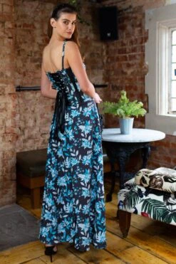 Full Steel Boned Maxi Corset Dress With Mesh Panels -Corset Story SDS008 2