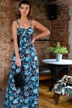 Full Steel Boned Maxi Corset Dress With Mesh Panels -Corset Story SDS008 3