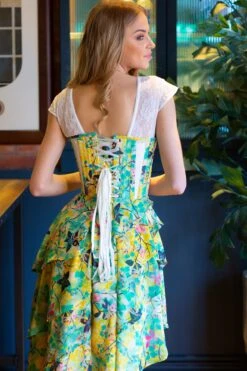 Tropical Print Mesh Panelled Corset Dress -Corset Story SDS009 5