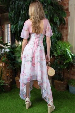 Floral Pink Full Steel Boned Corset Dress -Corset Story SDS011 2