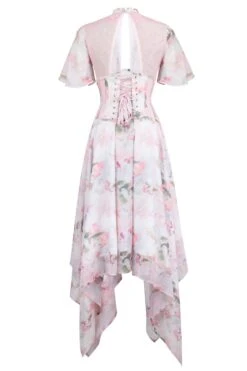 Floral Pink Full Steel Boned Corset Dress -Corset Story SDS011 3