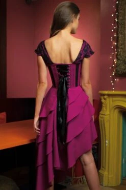 Magenta Mesh & Lace Corseted Dress 13 Magenta Mesh & Lace Corseted Dress -Corset Story SDS013 5