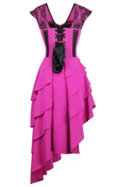 Magenta Mesh & Lace Corseted Dress 18 Magenta Mesh & Lace Corseted Dress -Corset Story SDS013 2