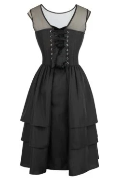 Black Corset Dress With Mesh Sleeves 12 Black Corset Dress With Mesh Sleeves -Corset Story SDS014 3 83eacf2e 8da1 4a58 94a1 ed66ba8af802