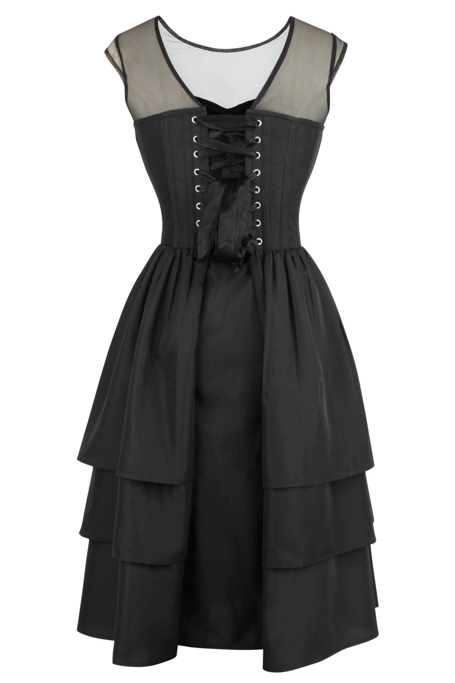 Black Corset Dress With Mesh Sleeves 6 Black Corset Dress With Mesh Sleeves - Image 6
