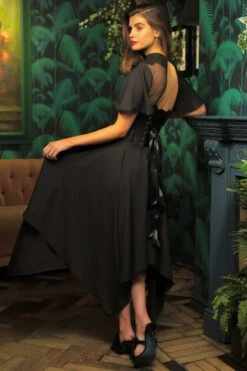 Black Corseted Dress With Lace Detail -Corset Story SDS016 6