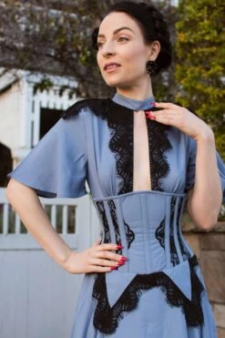 Baby Blue Corset Dress With Lace Trim 22 Baby Blue Corset Dress With Lace Trim -Corset Story SDS017 September 2020 website 4
