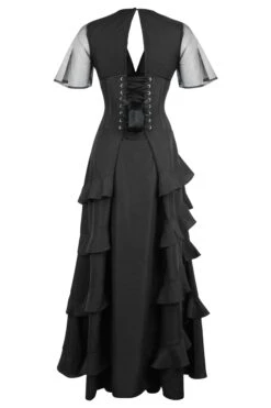 Black Corseted Cascading Dress -Corset Story SDS018 2