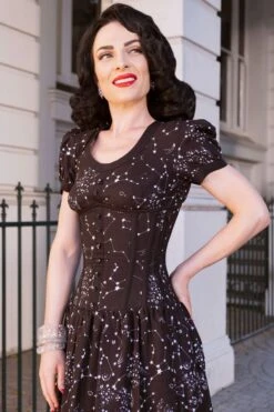 Black Astronomy Print Corset Dress -Corset Story SDS027 December 2020 website 6 c46f690a 0742 42fa b4bd fbd9403430e2