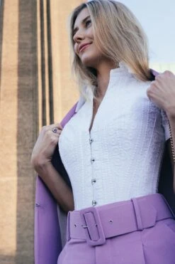 Short Sleeved White Cotton Corset Shirt -Corset Story SST005 website 6