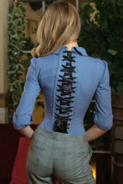 Powder Blue Corset Shirt -Corset Story SST007 4