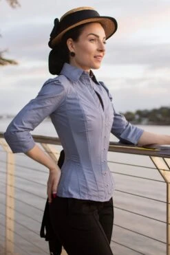 Powder Blue Corset Shirt -Corset Story SST007 September 2020 website 2