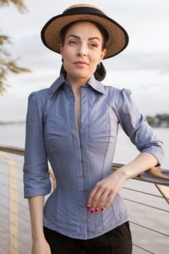 Powder Blue Corset Shirt -Corset Story SST007 September 2020 website 4