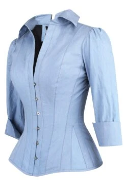 Powder Blue Corset Shirt -Corset Story SST007 1
