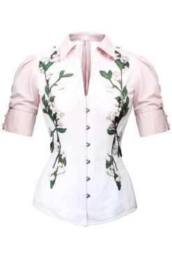 Pink And White Elasticated Corset Shirt