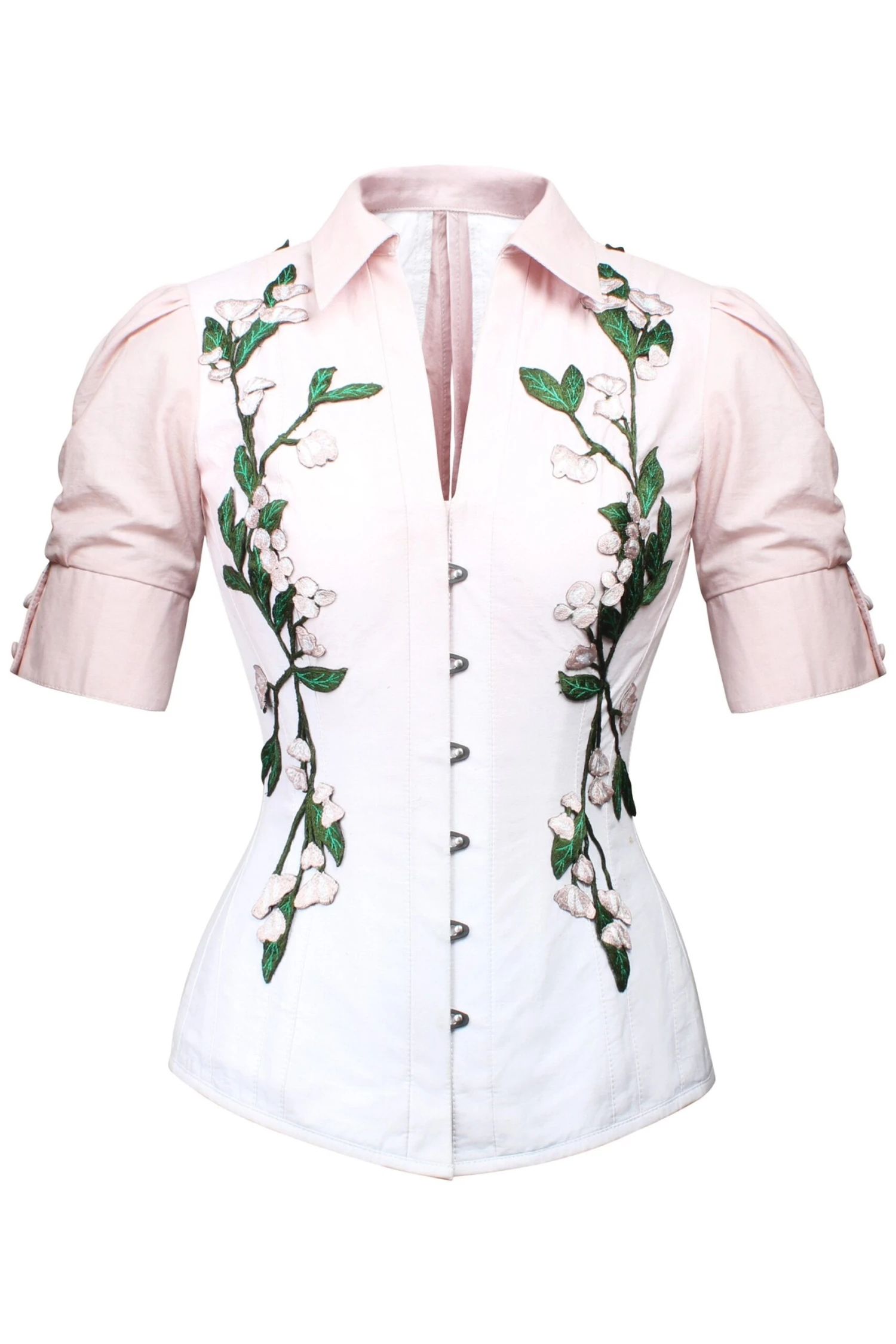 Pink And White Elasticated Corset Shirt 1 Pink And White Elasticated Corset Shirt