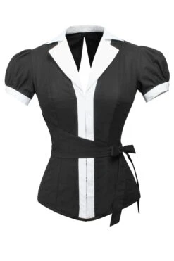 Black And White Monochrome Corset Shirt 5 Black And White Monochrome Corset Shirt -Corset Story SST014 3