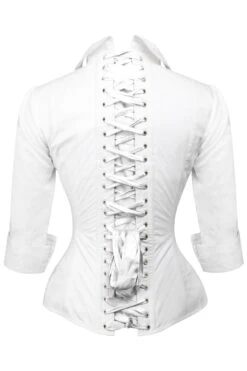 Full Steel Boned White Corset Shirt -Corset Story SST015 2