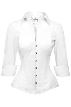 Full Steel Boned White Corset Shirt -Corset Story SST015 3
