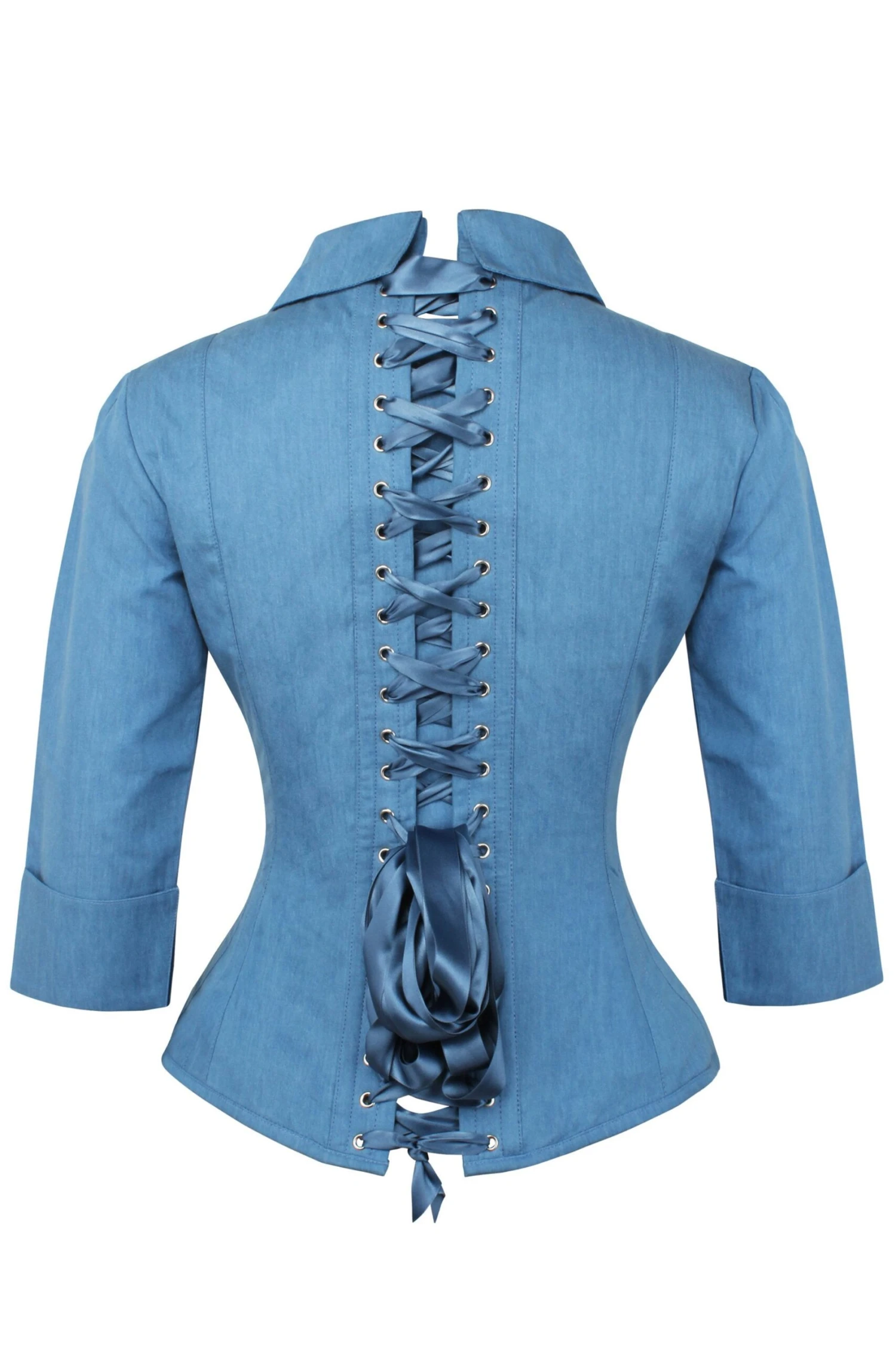 Tailored Denim Corset Shirt 3 Tailored Denim Corset Shirt - Image 3