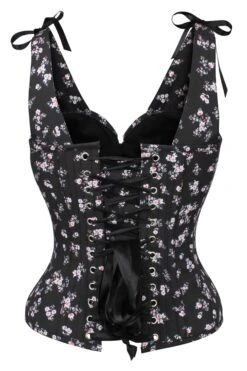 Dark Ditsy Floral Corset Top With Bow Detail -Corset Story TYS5163