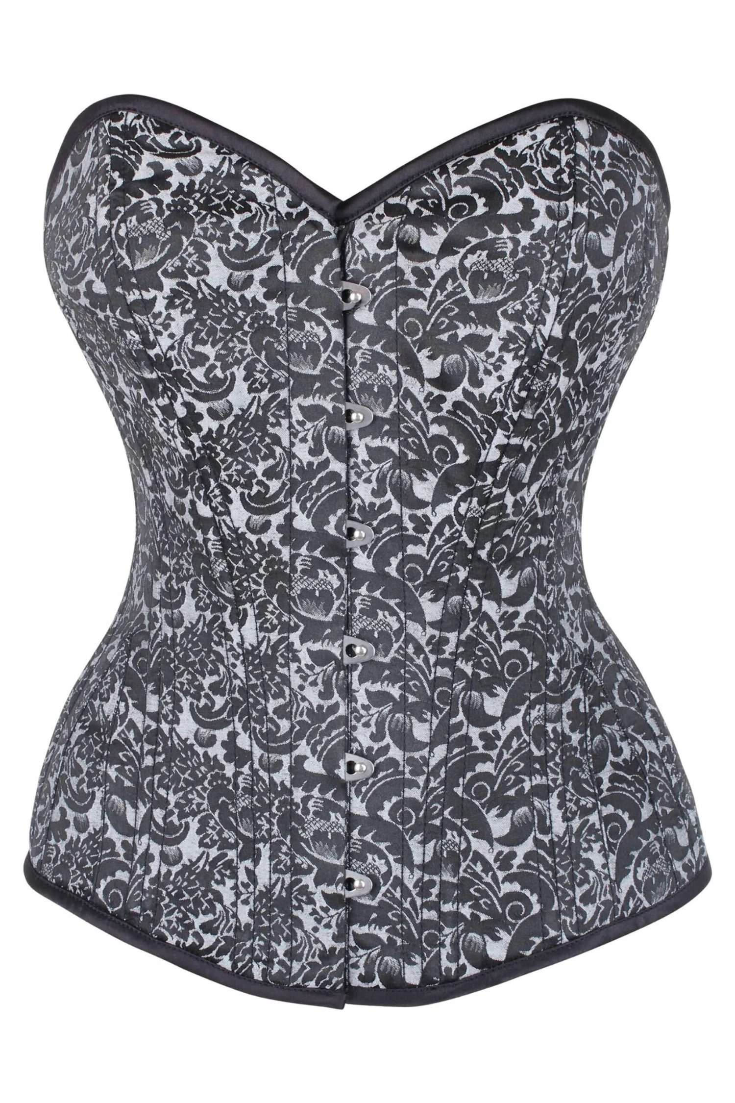 Silver Brocade Expert Waist Training Overbust Corset 1 Silver Brocade Expert Waist Training Overbust Corset