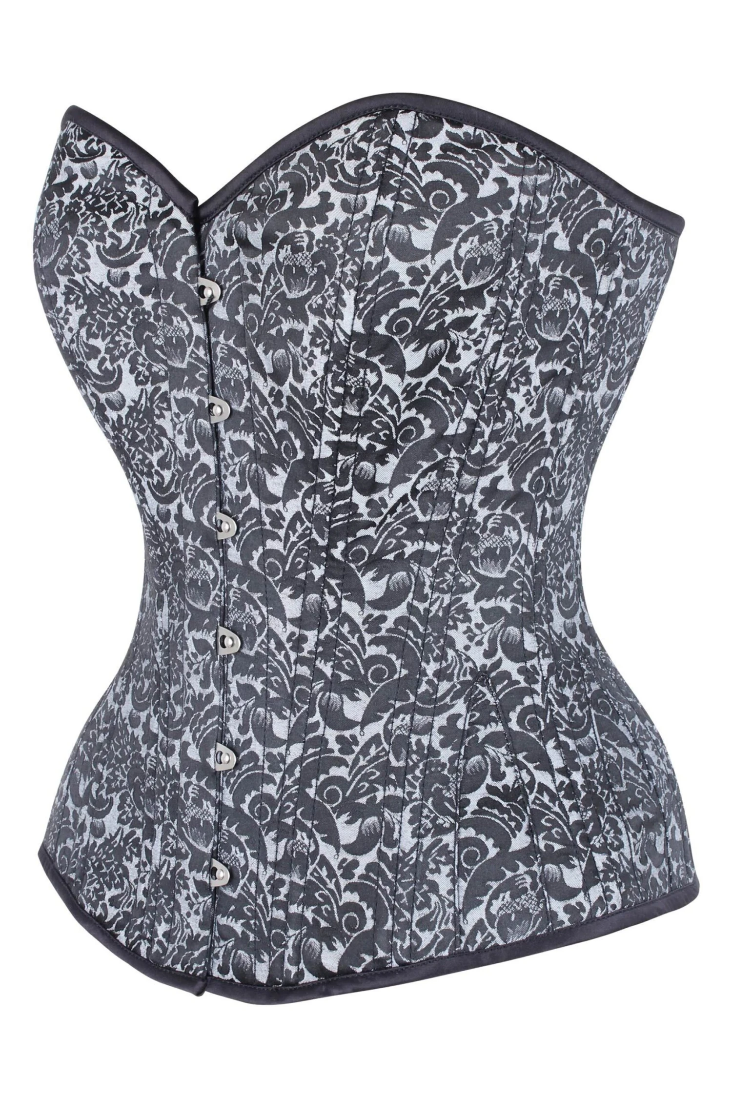 Silver Brocade Expert Waist Training Overbust Corset 3 Silver Brocade Expert Waist Training Overbust Corset - Image 3