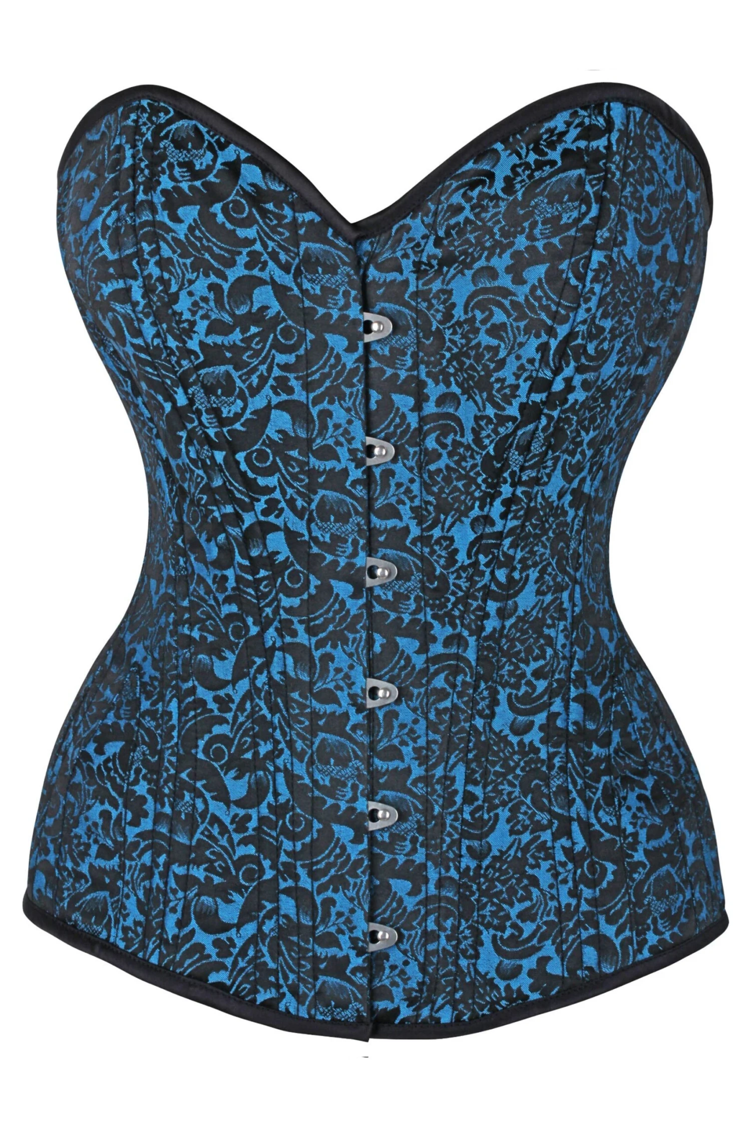 Expert Waist Training Overbust Corset In Turquoise Brocade 1 Expert Waist Training Overbust Corset In Turquoise Brocade