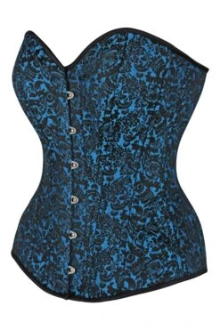 Expert Waist Training Overbust Corset In Turquoise Brocade 5 Expert Waist Training Overbust Corset In Turquoise Brocade -Corset Story WT 1473