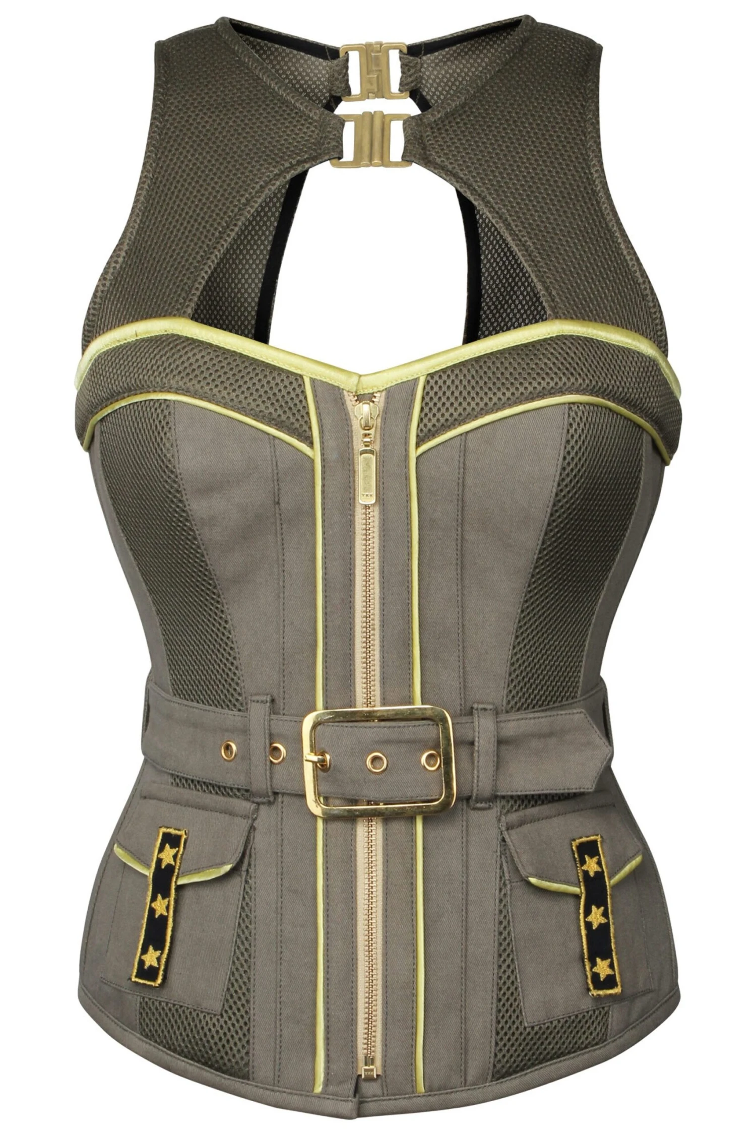Military Style Zip And Buckle Corset 1 Military Style Zip And Buckle Corset