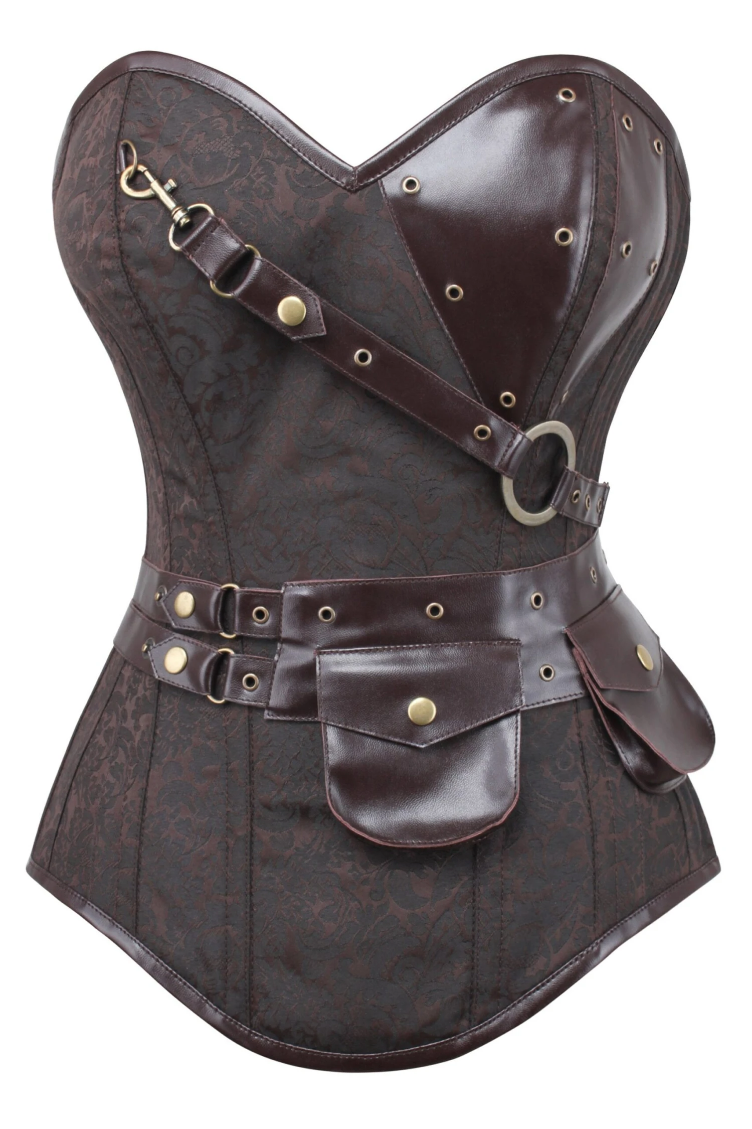 Brown Longline Steampunk Corset 1 Brown Longline Steampunk Corset