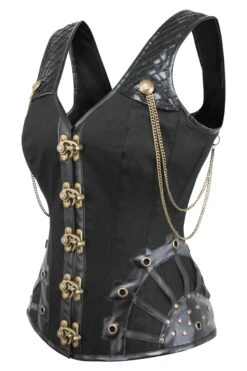 Black Steampunk Overbust With Shoulder Straps -Corset Story WTS2243