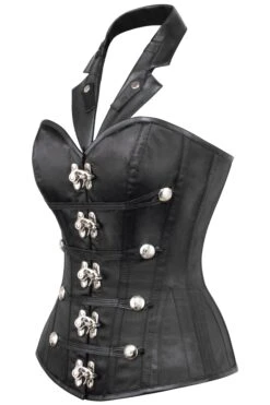 PVC Steampunk Halterneck Corset With Tuxedo Lapel 5 PVC Steampunk Halterneck Corset With Tuxedo Lapel -Corset Story WTS2253