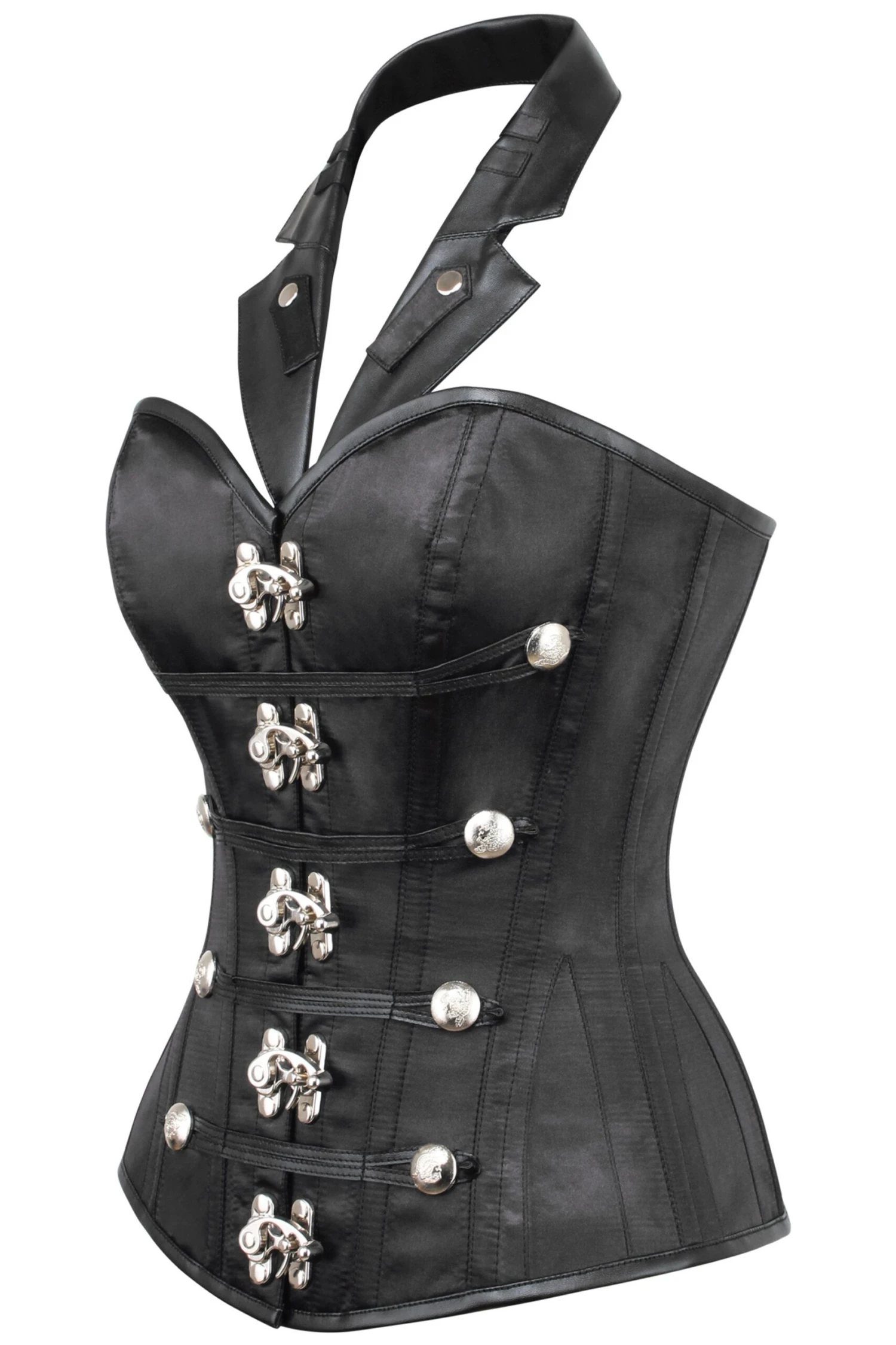 PVC Steampunk Halterneck Corset With Tuxedo Lapel 3 PVC Steampunk Halterneck Corset With Tuxedo Lapel - Image 3