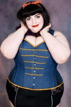 Denim Military Inspired Shoulder Strap Corset -Corset Story WTS502 website 1 3bc01fb0 ad77 45f5 811d 4182587a6edd