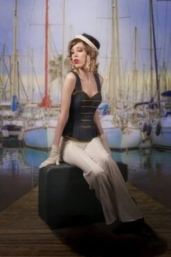 Denim Military Inspired Shoulder Strap Corset -Corset Story WTS502 website 1 9b2c672a 384c 4cf7 be83 564e483cedeb