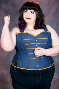 Denim Military Inspired Shoulder Strap Corset -Corset Story WTS502 website 2 ef275017 9141 4d4c 8ace 51ca5ca78301