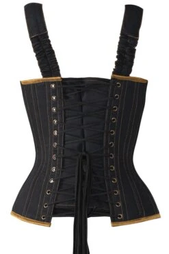 Black Denim Military Inspired Shoulder Strap Corset -Corset Story WTS505 2 03c02281 c1b7 4be5 8c6c 0ef85c09ce2a