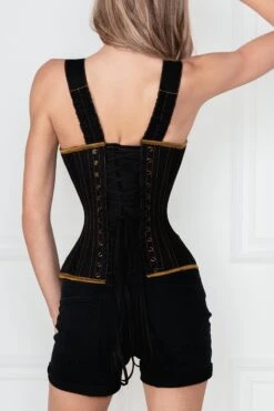 Black Denim Military Inspired Shoulder Strap Corset -Corset Story WTS505 2 1 529af222 996a 4470 9483 35dba5a761b6