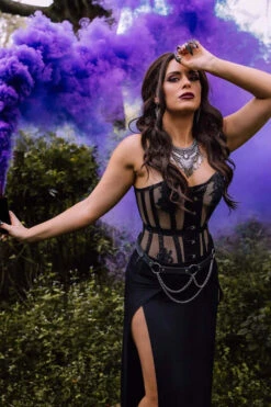 Black Mesh And Lace Appliqué Waist Taming Overbust Corset 36 Black Mesh And Lace Appliqué Waist Taming Overbust Corset -Corset Story WTS506 Customerpic June2021 5