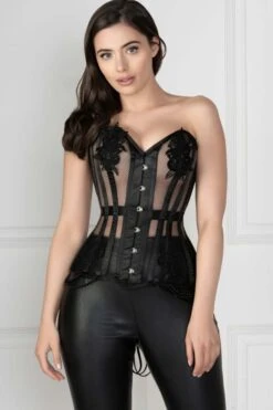 Black Mesh And Lace Appliqué Waist Taming Overbust Corset 28 Black Mesh And Lace Appliqué Waist Taming Overbust Corset -Corset Story WTS506 1 85868bb2 d85f 47fc 9fca 82f1c20ffcb7
