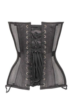 Black Mesh And Lace Appliqué Waist Taming Overbust Corset 31 Black Mesh And Lace Appliqué Waist Taming Overbust Corset -Corset Story WTS506 3